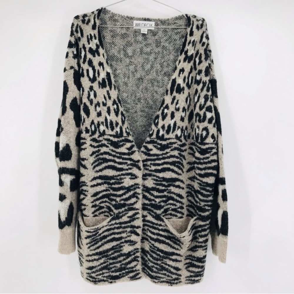 Wildfox Oversized Animal Print Cardigan Size Medium